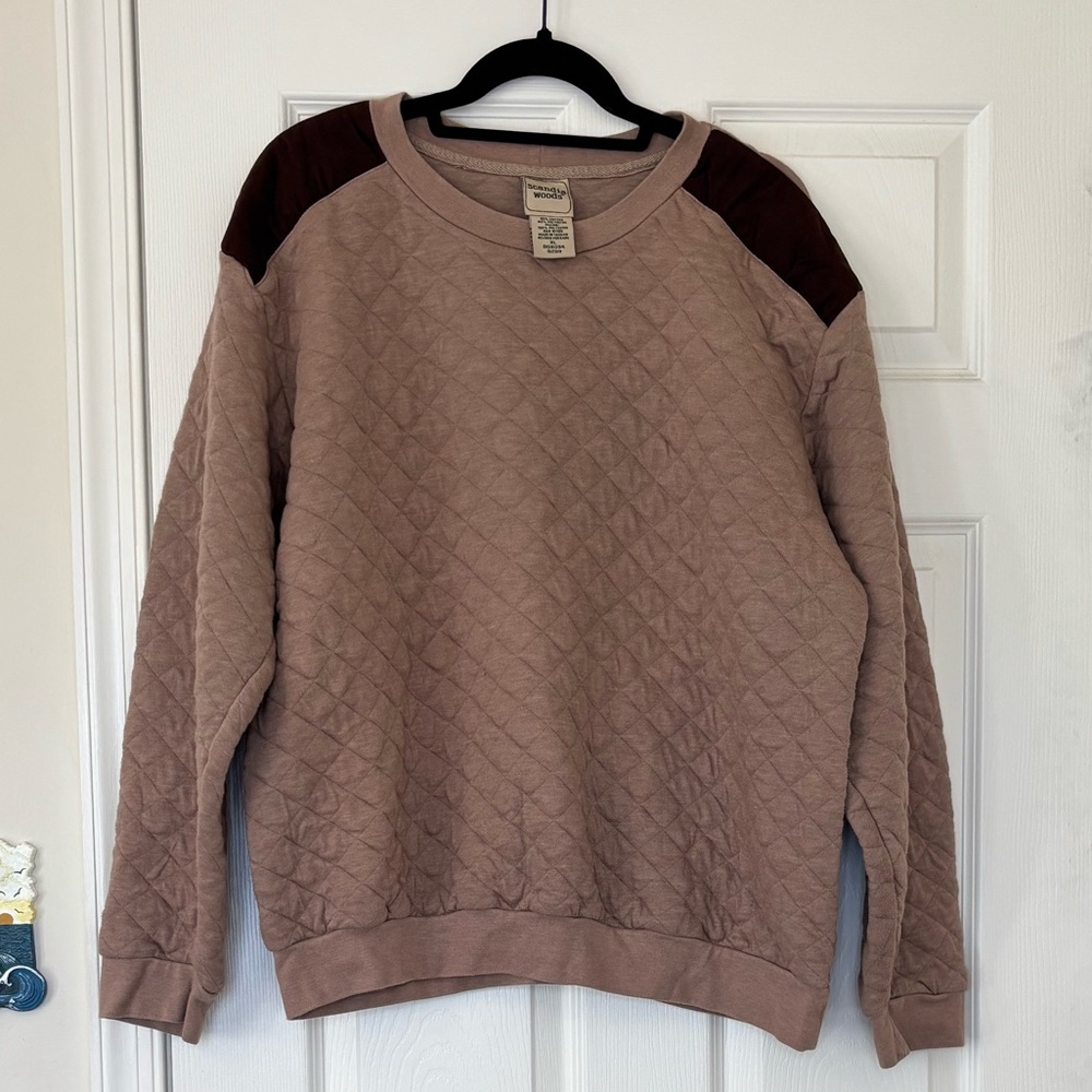 Scandia Woods Men’s Vintage Cotton Blend Quilted Pullover Crewneck Sweatshirt